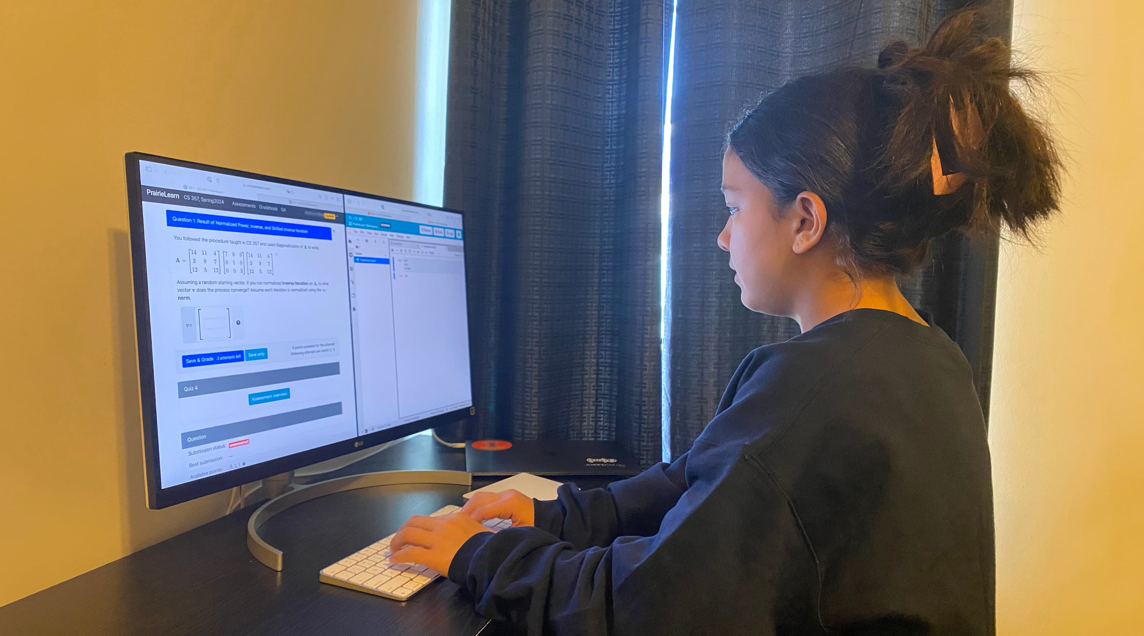 student taking online exam